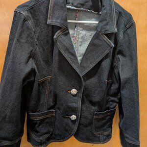 Dark denim fitted cropped jacket- Nicole by Nicole Miller